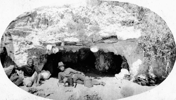 Penguin Island caves used as sleeping quaters in the 1920's Penguin Island caves used as sleeping quaters in the 1920's