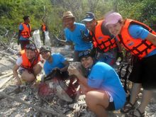 Hilton Pattaya’s team while cleaning up the beach at Koh Sak