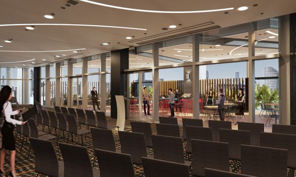 Hilton Melbourne South Wharf meetings and events space render Hilton Melbourne South Wharf meetings and events space render