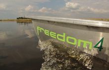 The first electric-boat on the Chobe River glides silently through the water