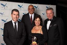 L-R Andrew Williams CEO Voyages Bob Jones IBA Karena Noble PR Director Voyages Manfred Pieper EGM Operations Voyages