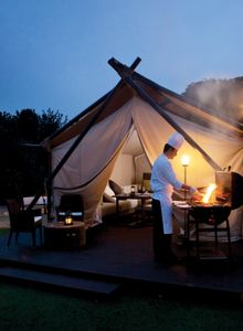 Chef preparing dishes at the Glamping  onsite barbecues
