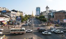 View of Sule Pagoda Road in Downtown Yangon, Myanmar