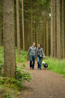 Couple walking in Sherwood Pines