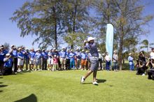 First tee shot by Shiv Kapur, European and Asian Tour Player, at Laguna Phuket Golf Club's Grand Reopening event