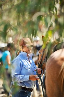 Rider, Fi Gaston, enjoys a quite moment with her horse