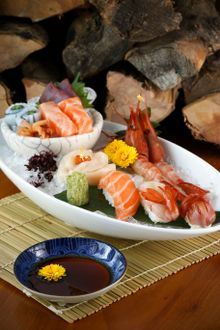 Selection of sushi, sashimi