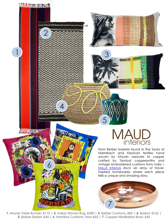 Travel inspired homewares from MAUD Interiors