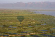 Shadow over Balloon over Inle Lake