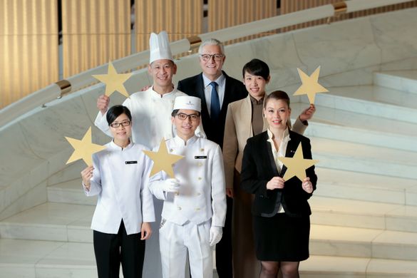 InterContinental Hong Kong's Managing Director Jean-Jacques Reibel Celebrates the hotel's Forbes Five Star Award with members of