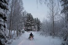 Snowmobile transfer part of the Iron Trail - Lapland winter break