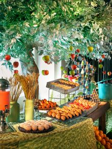 Morning Orchard breakfast buffet setup in the penthouse Ballroom is a fresh start to any sizeable conference or business meeting