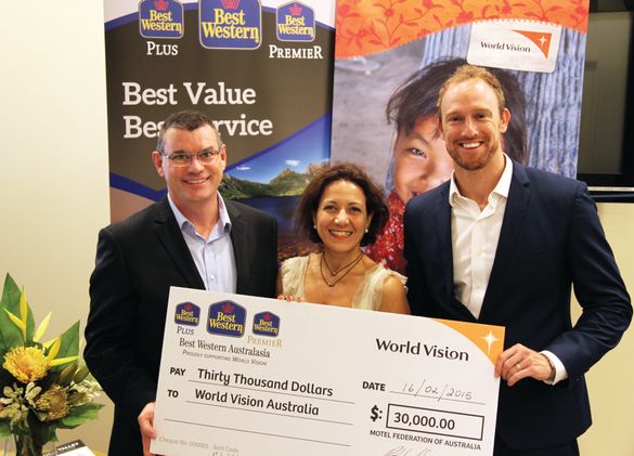 Paul Hodda Best Western Member Director, Shona Langridge World Vision’s Corporate Partnerships Manager , Steve Richards Best Wes