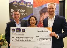 Paul Hodda Best Western Member Director, Shona Langridge World Vision’s Corporate Partnerships Manager , Steve Richards Best Wes