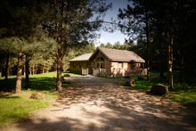 Timber lodges at Rosliston Forestry Centre