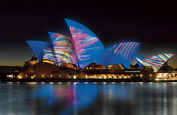 Sydney Opera House Lighting The Sails artist impression by Universal Everything, as part of Vivid Sydney 2015