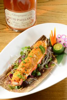 NOBU InterContinental Hong Kong Bruno Paillard Champagne Dinner - Baked King Crab with Uni Butter paired with Premiere Cuvee Ros