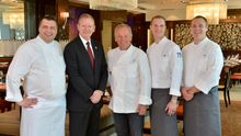 Chef Stefano Andreoli, General Manager Greg Pirkle, Chef Wolfgang Puck, Chef Brian Becher, Chef Ben Small (L-R)