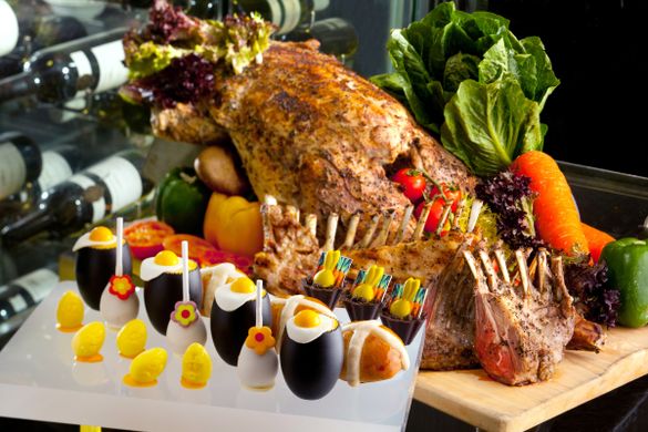 A carving of Whole Lamb and Easter chocolate desserts will be overflowing Yamm's buffet