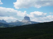 Chief Mountain can be seen from the Chief Mountain International Highway.