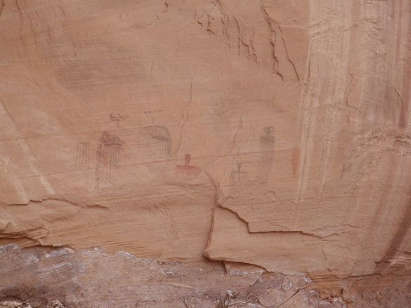 Pictographs are painted on rock.