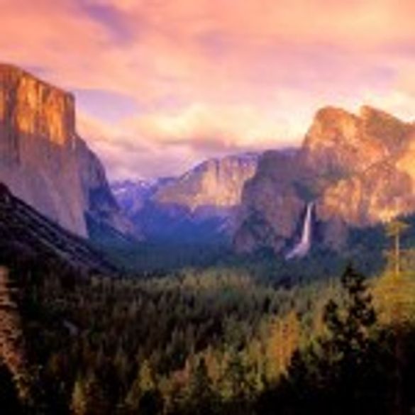 Yosemite at sunset provided by Groveland Hotel at Yosemite's Highway 120 entrance.