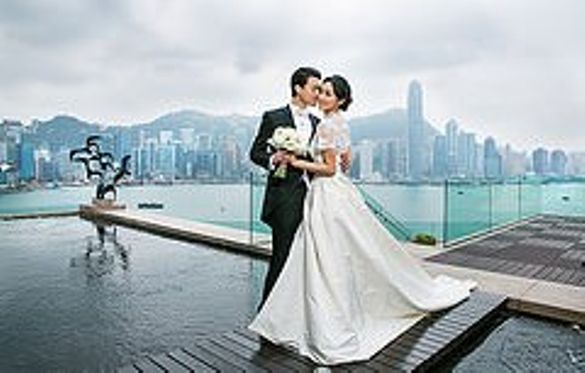 InterContinental Hong Kong - Presidential Suite Wedding Ceremony - with Wedding Couple of the Suite's Private Rooftop Terrace 