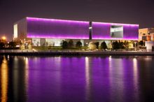 Tampa Museum of Art, a work on art in its own right, is reflected in the Hillsborough River.