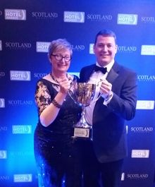 Linda Johnston & Richard Small with Hotel of the Year Trophy
