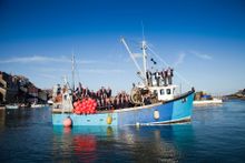 Mevagissey on local fishing boat Celtic Dawn 