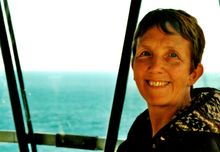 Ann Cleeves at a Lighthouse on Shetland