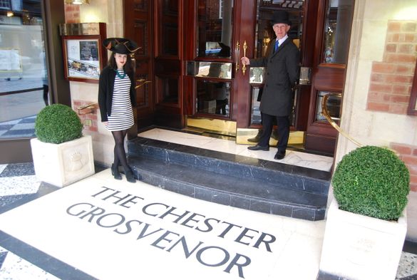 Laura Apsit Livens models her new design for The Chester Grosvenor