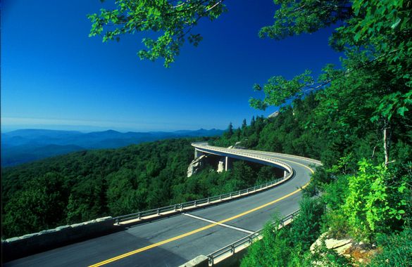 Linn Cove Viaduct on the Blue Ridge Parkway, one of the most visited units of the National Park Service