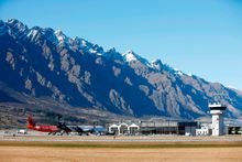 Queenstown Airport against the backdrop of The Remarkables mountain range