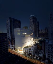 SFMOMA Expansion Night Aerial from Howard St.; image MIR and Snøhetta