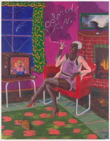 Robert Colescott, Colored TV, 1977; acrylic on canvas; 84 x 66 in. (213.36 x 167.64 cm); Collection SFMOMA, gift of Vicki and Ke