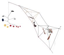 Alexander Calder, Tower with Painting, 1951; metal, wood, thread, and paint with oil on canvas mounted on wood, 40 x 60 x 16 5/8