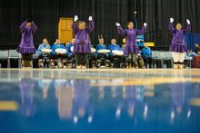 Alaskan Native Dancers perform at the World Eskimo-Indian Olympics in Fairbanks, Alaska.