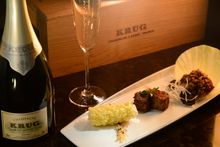 Yan Toh Heen - Krug Champagne Dinner - Crispy Wagyu Beef Roll with Mandarin Zest & Wok-fried Pigeon with Black Truffle Paired wi