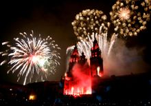 St James fireworks in Santiago cathedral, Santiago de Compostela