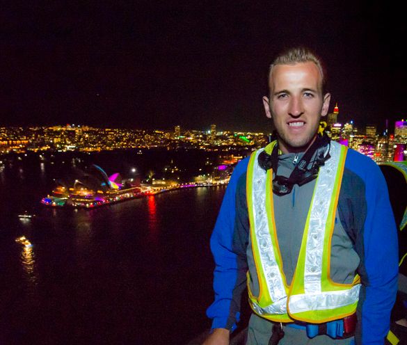 Harry Kane at the summit of the Sydney Harbour Bridge