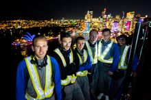 Tottenham Hotspur players at the summit of Sydney Harbour Bridge
