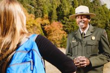 Ranger Shelton Johnson leads interpretive programming in Yosemite. 