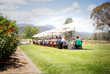 The Pizzini and Dal Zotto families enjoying a MasterChef feast in the King Valley 
