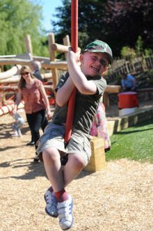 Rope swinging at a WWT Wetland Centre