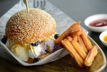 Lobby Lounge Ice Cream Burgers - Australian Macadamia Blueberry Ice Cream Burger