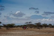 Walking in Selenkay Conservancy, near Amboseli, Kenya