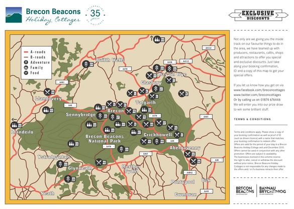 Exclusive Discounts Map by Brecon Beacons Holiday Cottages
