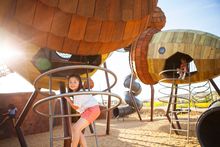 The National Arboretum Canberra's nature themed Pod Playground is popular with younger kids