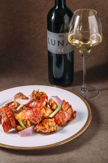 Stir-Fried Sliced Lobster with Spring Onions, Red Onions and Shallots paired with Movia, Sauvignon, Brda, Slovenia 2012